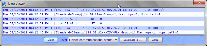 Event Viewer Device communications events