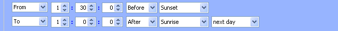 Sunrise/Sunset Schedule entry